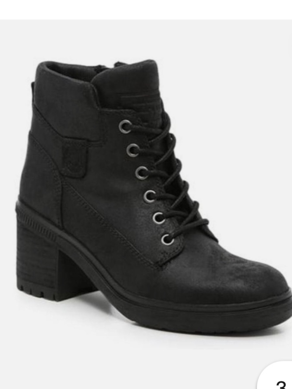 Crown Vintage Black Lace-Up Block Heel Ankle Boots